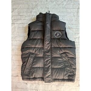 Abercrombie & Fitch Mens Puffer Vest Small Gray Fleece Lined Insulated Zip Y2K